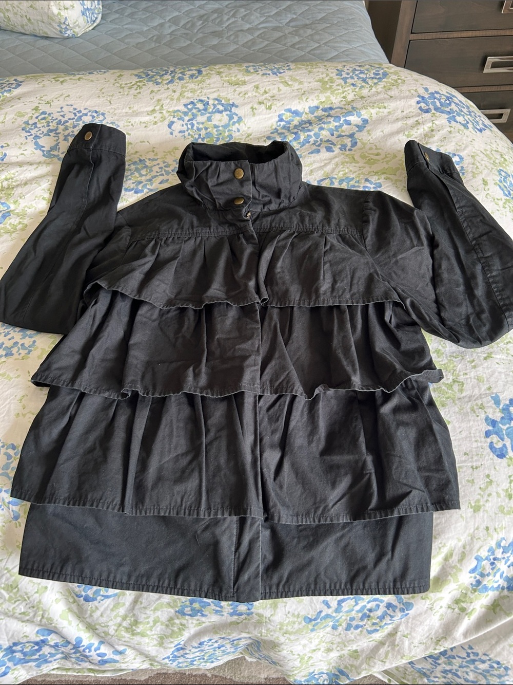 Banana Republic Black Layered Ruffle Utility Jacket